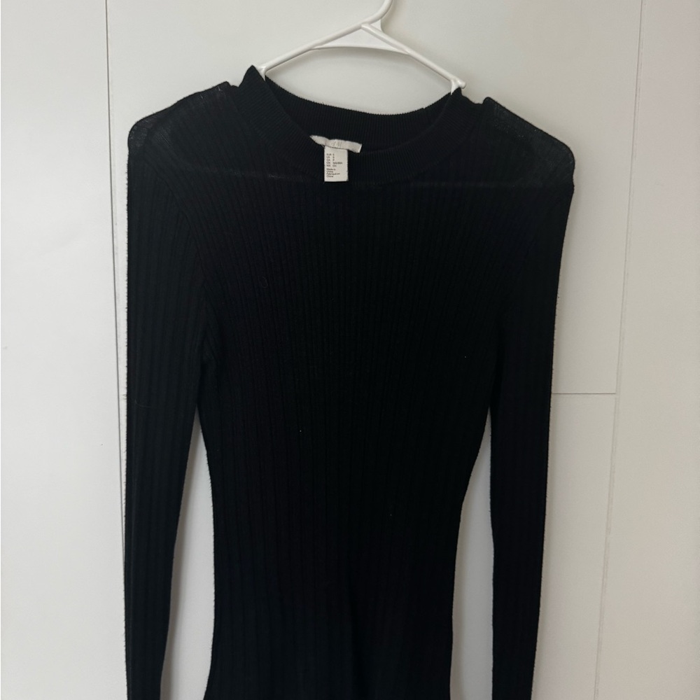 H&M Black Ribbed Knit Sweater